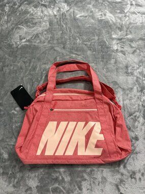 Nike Gym Bag Unisex Medium Pink Heathered Duffle Logo Zip Sports Tote Shoulder